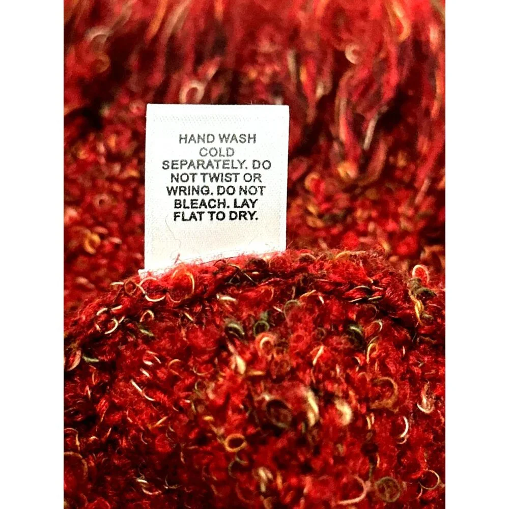 Cato Size S Rusted Red Boucle Fringe Mockneck Sweater Cozy Western Cowgirlcore - Picture 8 of 12